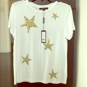 Brand new white shirt with sequins stars